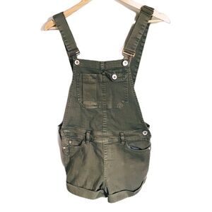 ARDENE Short Overalls With Pockets Camo Olive Green Sz X Small